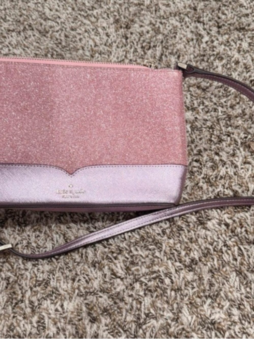 kate spade pink glitter and metallic pink crossbody bag